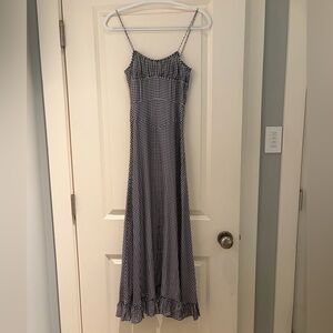 Doen Blue and White Gingham Maxi Dress